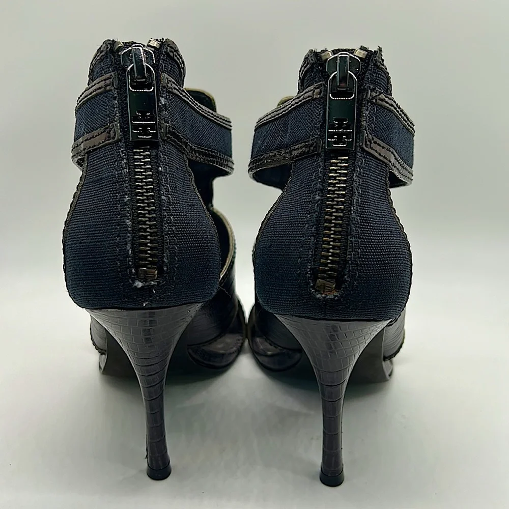 Tory Burch Sexy Authentic Navy Blue & Black Stiletto Heel Shoes **Size 7** 🔥🔥 - Picture 4 of 7
